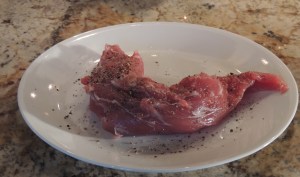 Season with salt and pepper