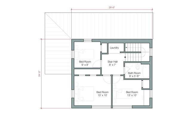 GOLogic "GO Home" Upper Level - 1500 square feet, 2 floor/3 bedroom - Image via: GOlogic.us