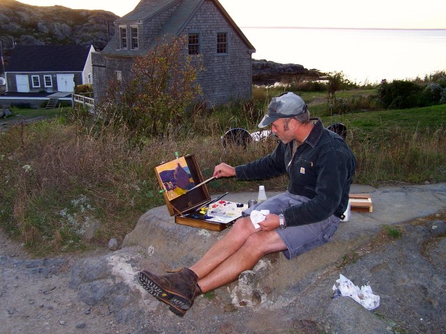 Tim Bell painting on Monhegan