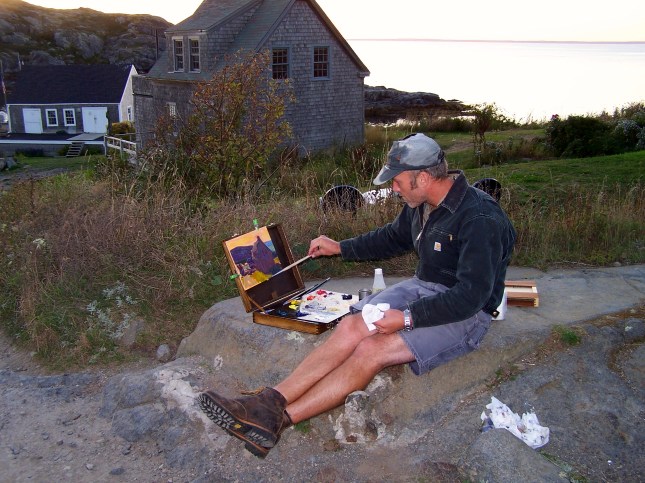 Tim Bell painting on Monhegan