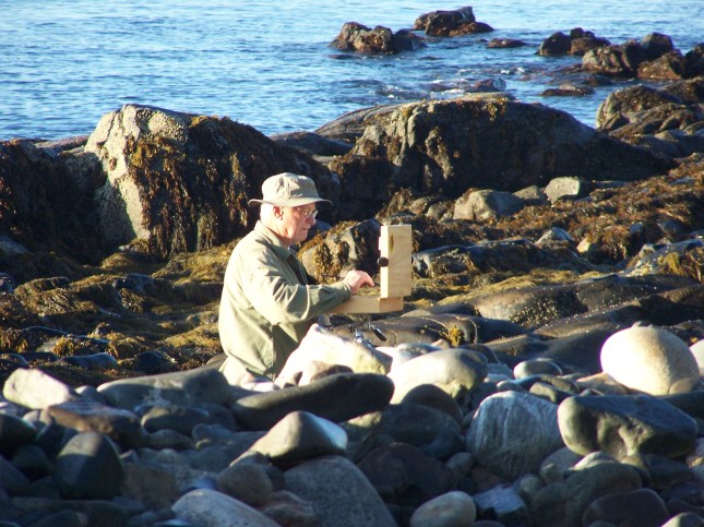 Joe Fidler (dad) painting at a cottage in Port Clyde, ME