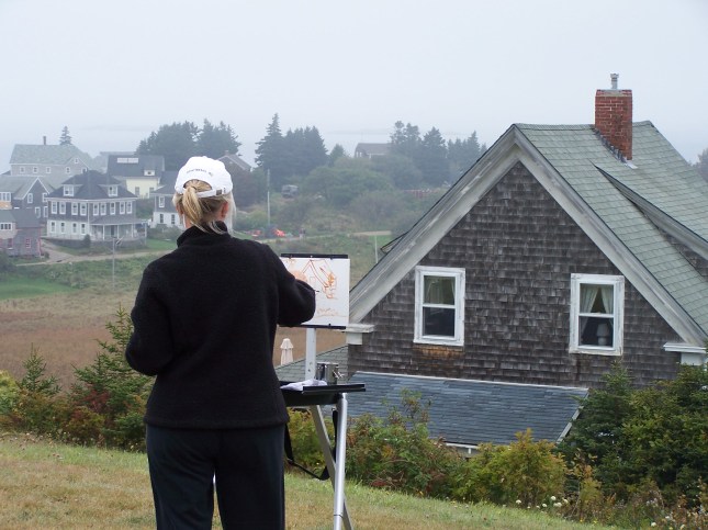 Barbara Stroud painting on Monhegan