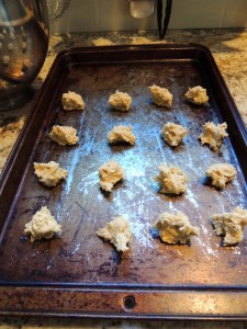 Drop by teaspoonfuls onto cookie sheet