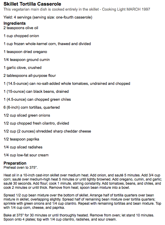 http://www.myrecipes.com/recipe/skillet-tortilla-casserole-10000000640234/