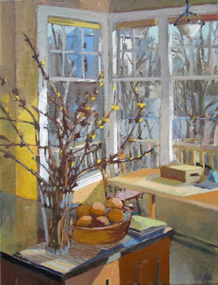 Forsythia Spring by Carole Rabe 24x18" Oil