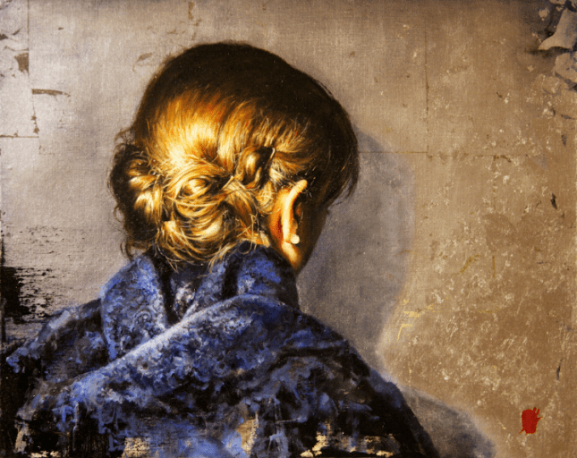 Tangled in Blues by June Stratton 16x20" Oil & Silver on Linen via:RobertLangeStudios.com