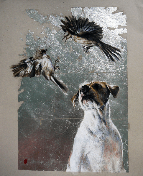 Ella & the Mocking Birds 18x22" Pastel & Silverleaf on Paper 