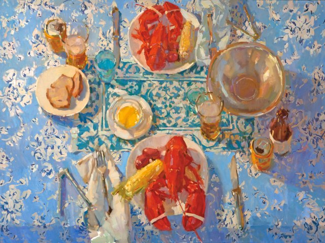 Lobster Lunch by Colin Page  Oil on canvas, 36″ x 48″ Available at DowlingWalsh.com