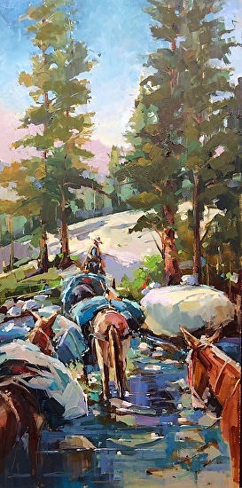 Approaching Blue Lake by Michele Usibelli    24x12"  Oil