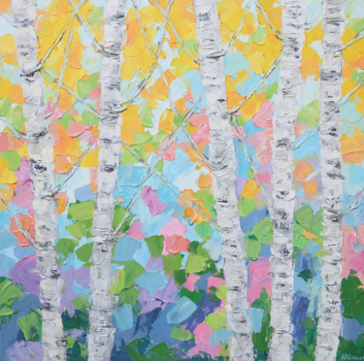 Dancing Birch Trees No. 2 by Ann Marie Coolick 30x30" Acrylic on Canvas