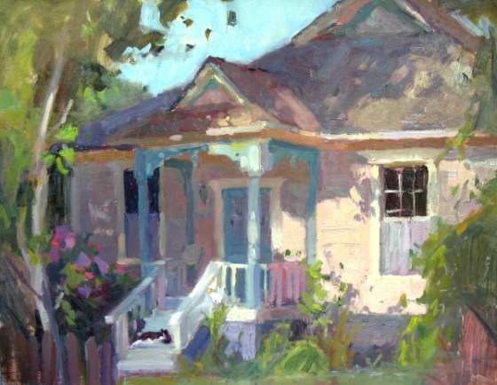 Cottage & Cat by Jeanette LeGrue 12x16"