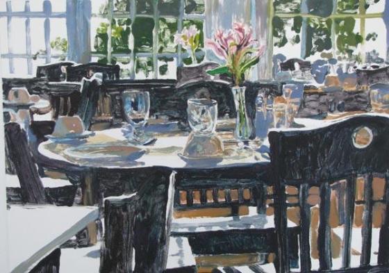 Seat Yourself Ink & Watercolor Monotype  30.5 x 36 inches Framed 