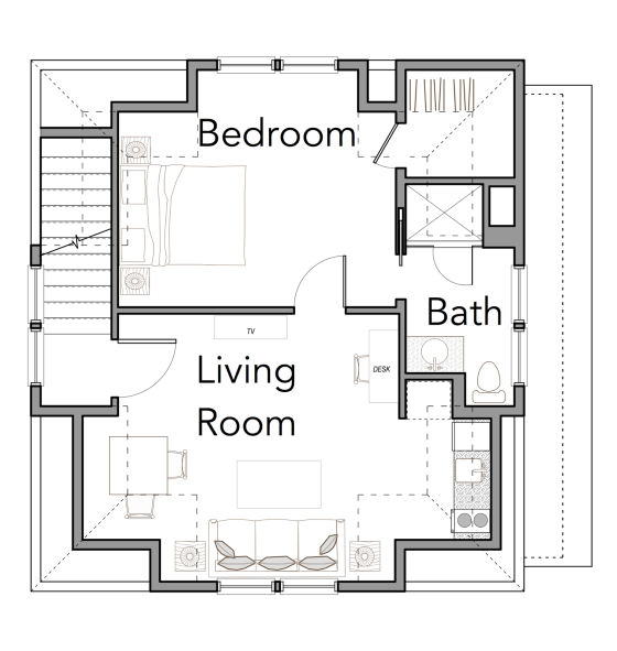 Second floor of Sparrow Garage #5 by Flatfish Island Designs