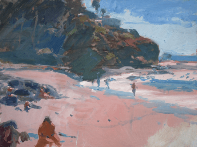 Sunny Day at the Beach by Mark Kerckhoff 9x12" Oil on Panel