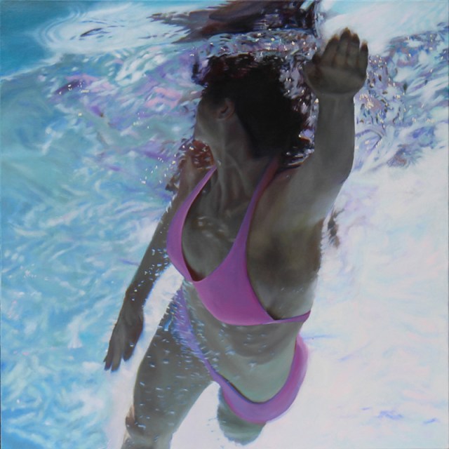 Pink Top Swim To by Matt Story 36x36" Oil/Robert Lange Studios