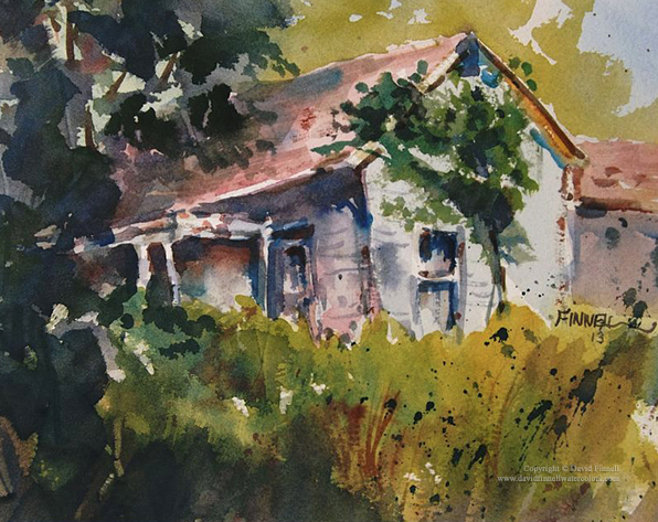 The Old Farmhouse by David Finnell 9x12%22 Watercolor