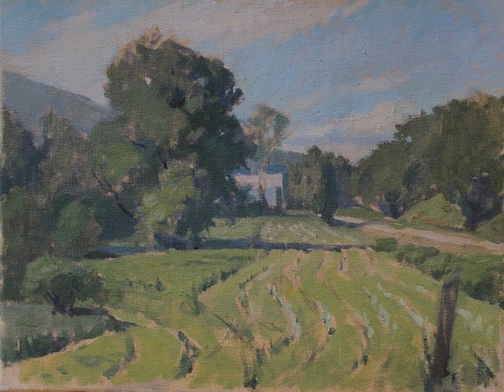 Field at Richville and River by Carol Fortunato 9x12 Oil