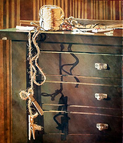 Pins and Strings 34x30" Watercolor