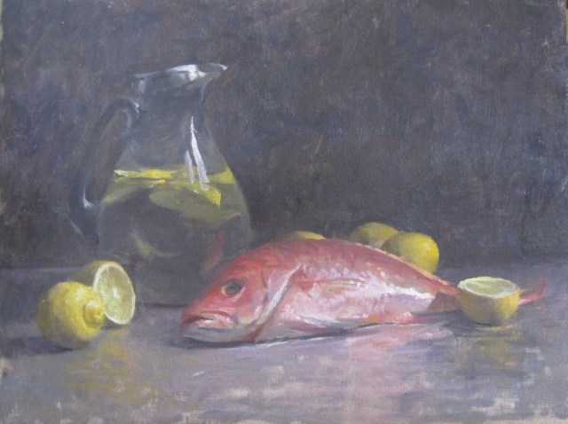 Red Snapper and Lemons by Carol Fortunato 14x18 Oil