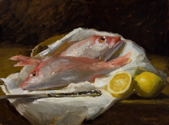 Snapper with Lemon by Kelly Carmody 12x16 Oil
