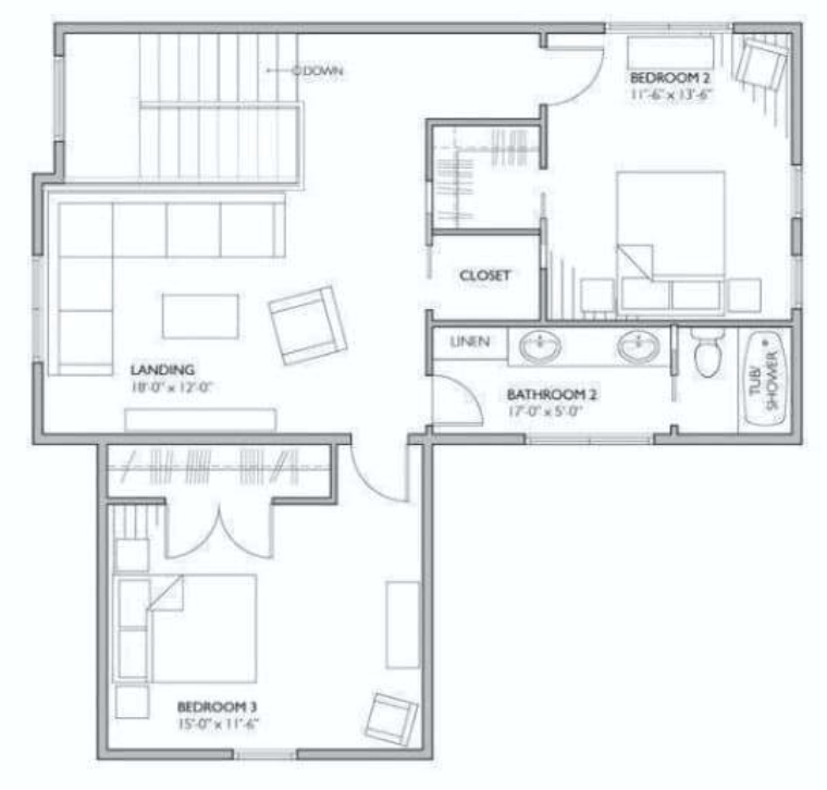 2nd floor house plan for the alderney house plan