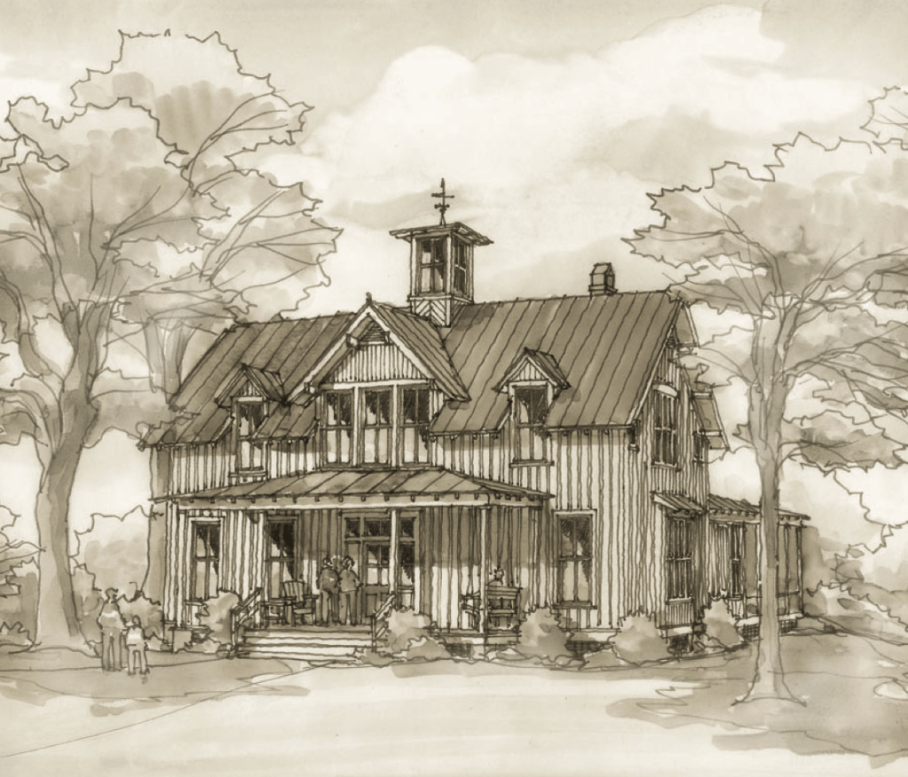 house, dramatic rooflines, porch