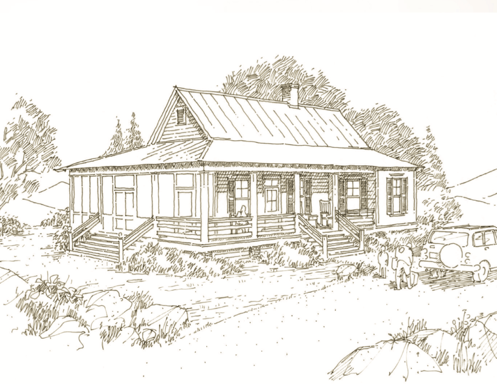 House plan with screen porch and open deep porch for sitting