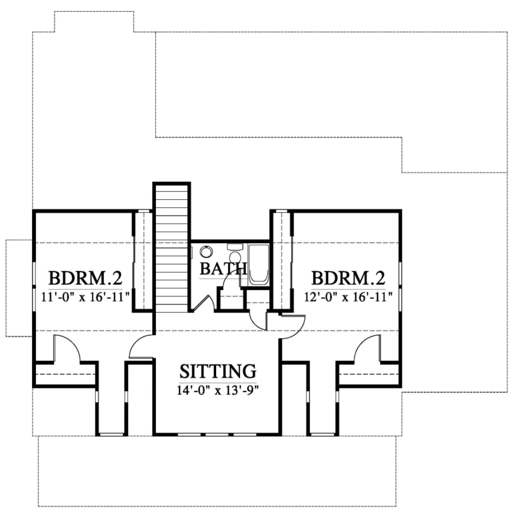 upstairs floor plan includes 2 bedrooms with shared bath and sitting area