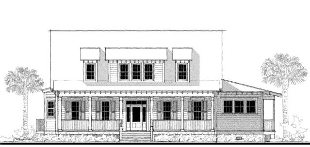 House plan with wonderful windows, two story, great front porch