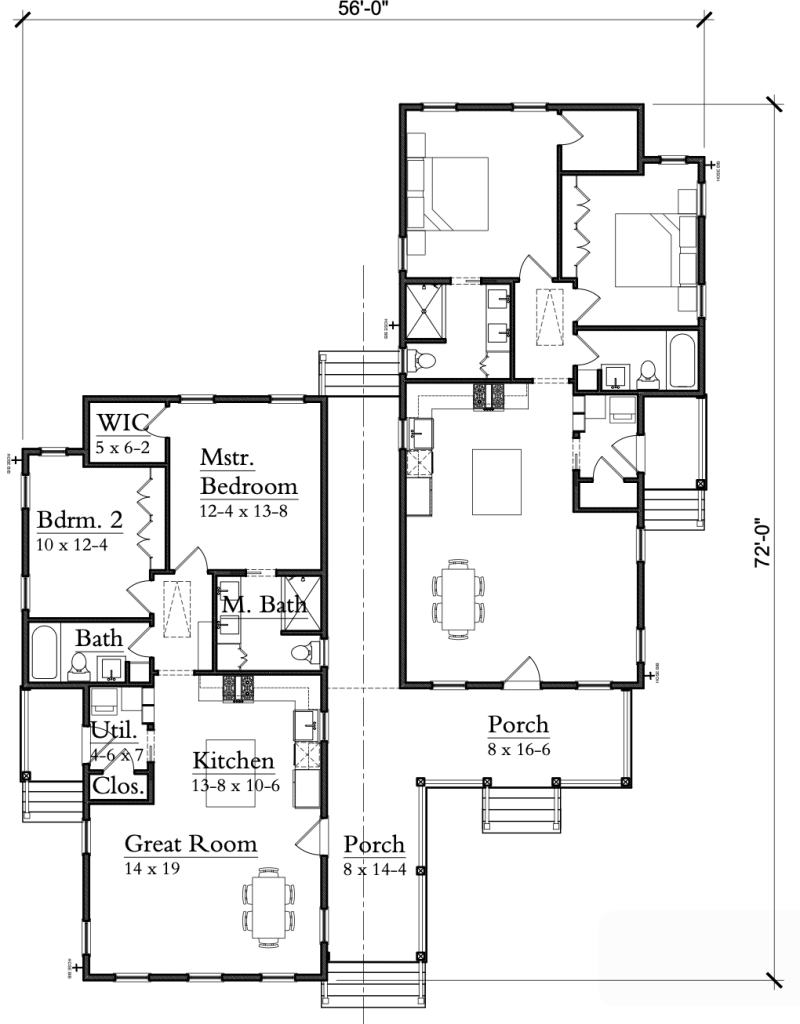 floor plan for duplex, side by side