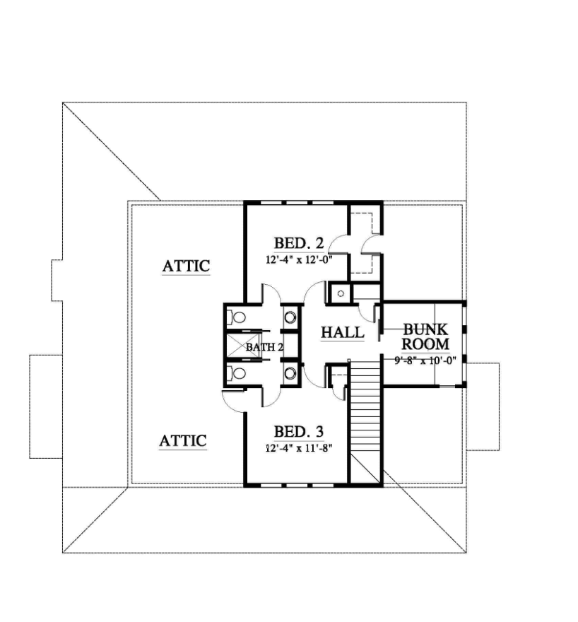 Floor plan of an upstairs
