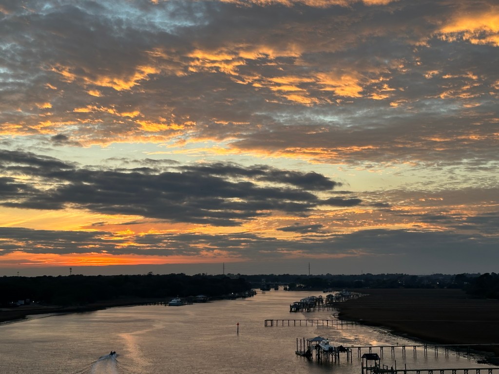Sunset over the Intracoastal waterway. Charleston. James Island.